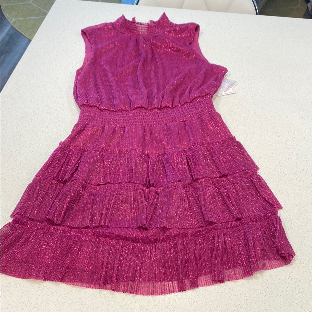 1. State Pink Tiered Sundress Mock Neck Cocktail